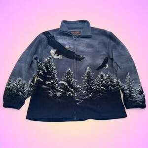 Trail Crest Eagle Forest Print Full Zip Fleece Jacket
